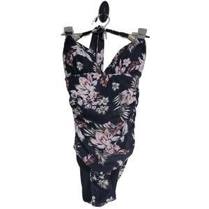 Unbranded women's swimsuit small blue floral one piece NWOT